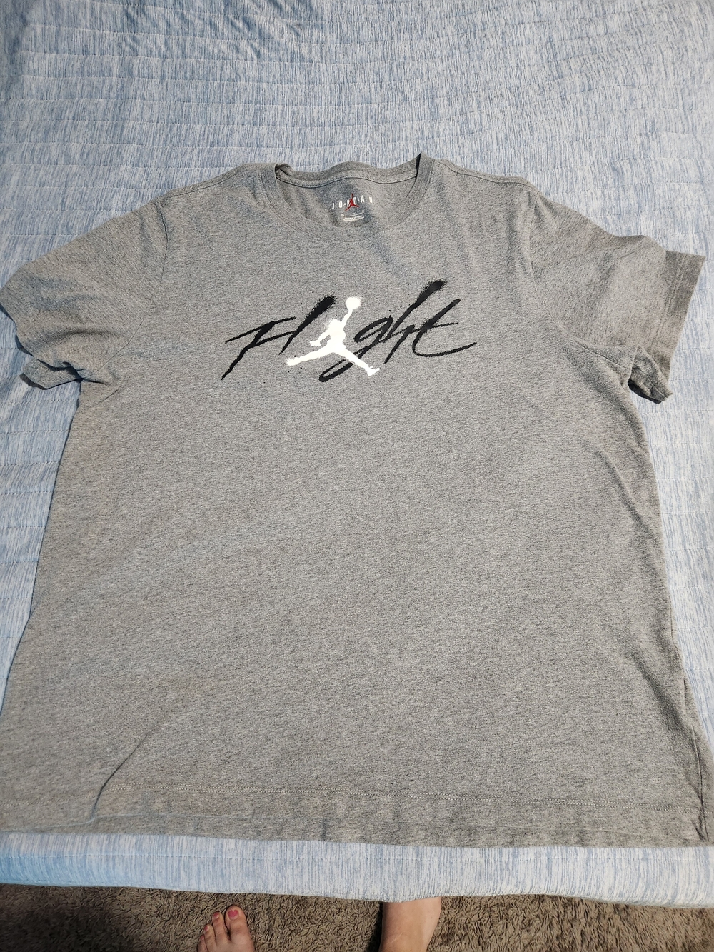 Nike Men's Grey Short Sleeve Tee with Black & White Flight Logo